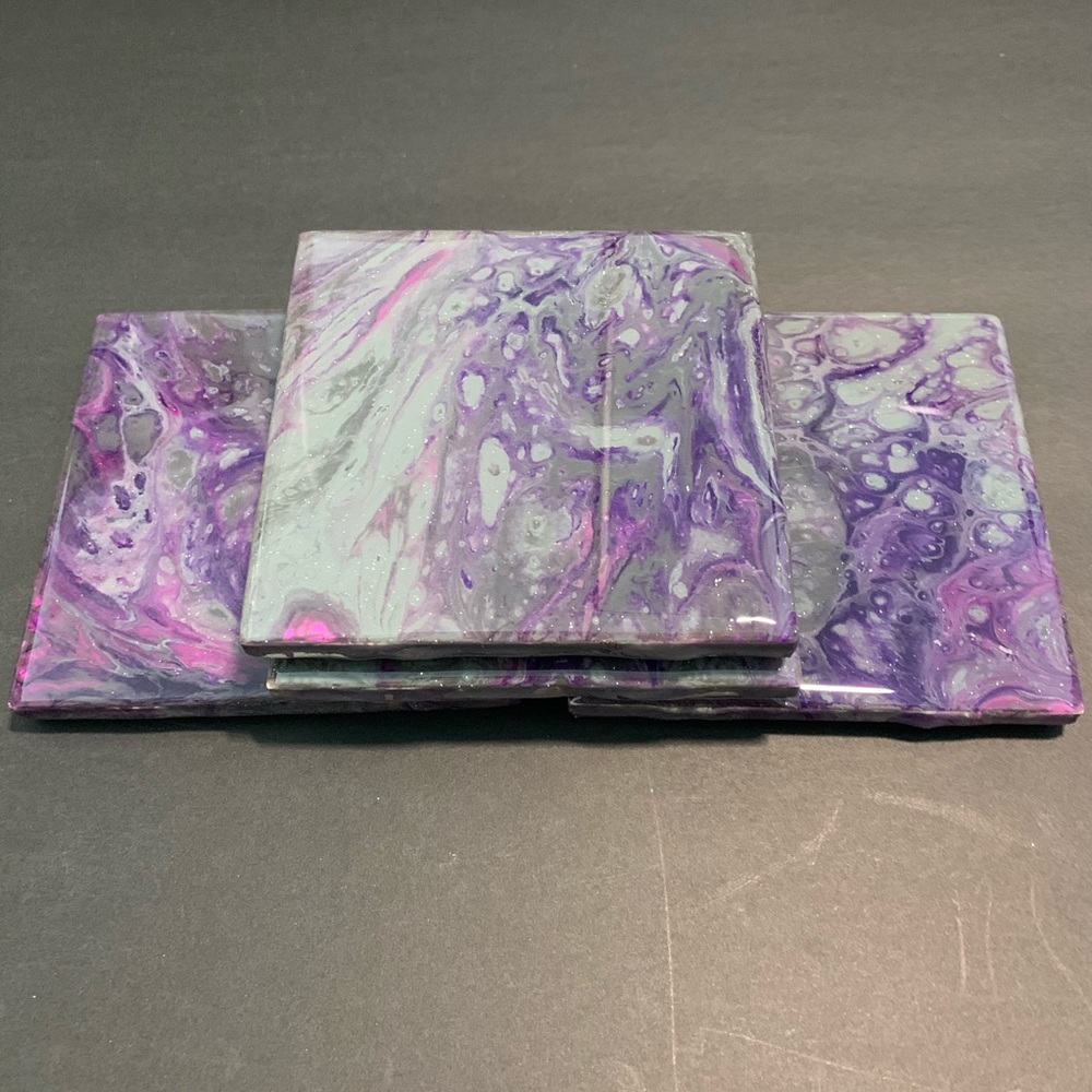 Handmade Colorful Swirling Acrylic/Resin Coasters